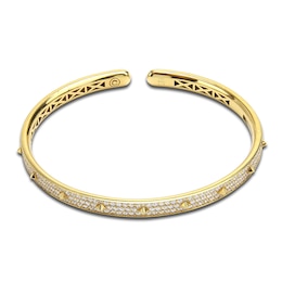 Crivelli Diamond Cuff Bangle Bracelet 1-3/4 ct tw Round 18K Yellow Gold