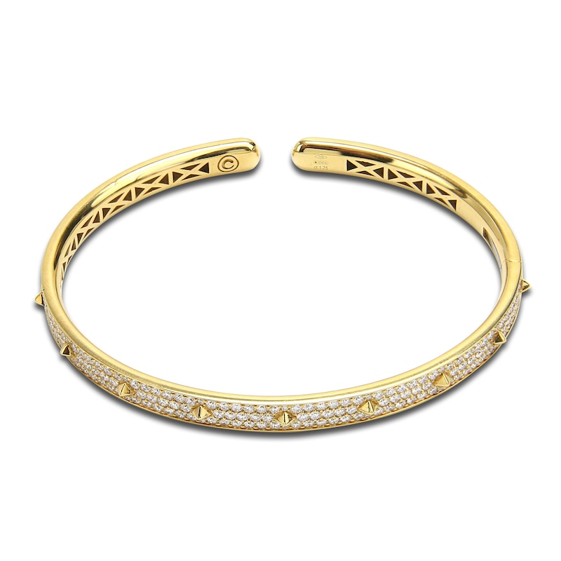 Crivelli Diamond Cuff Bangle Bracelet 1-3/4 ct tw Round 18K Yellow Gold