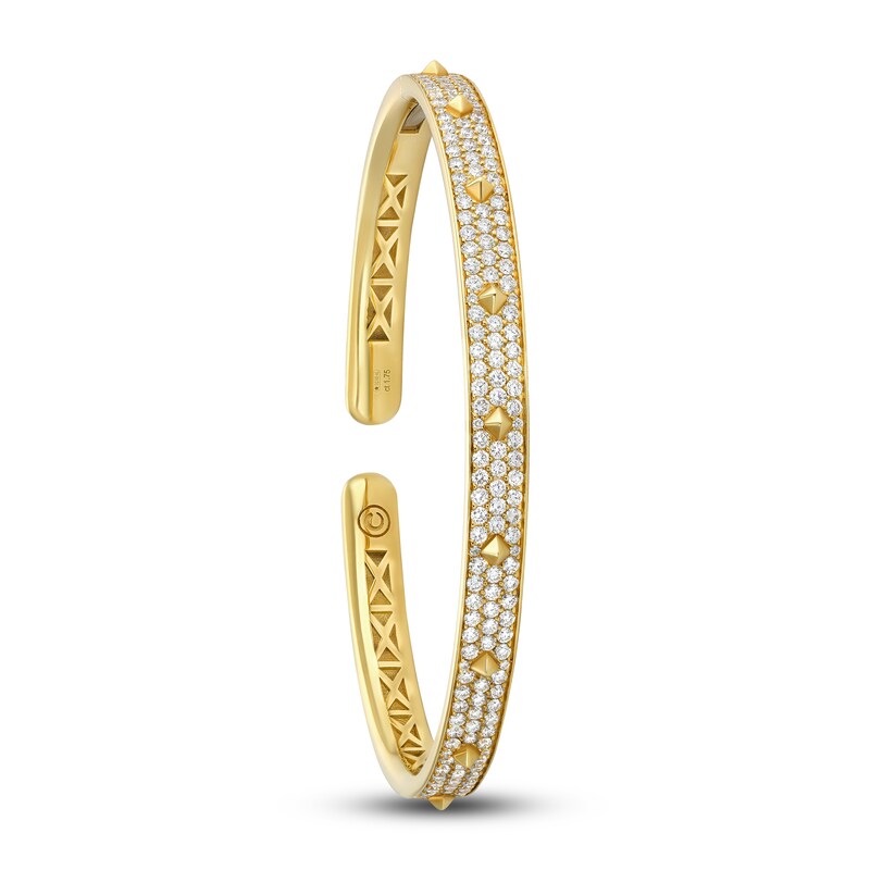 Crivelli Diamond Cuff Bangle Bracelet 1-3/4 ct tw Round 18K Yellow Gold