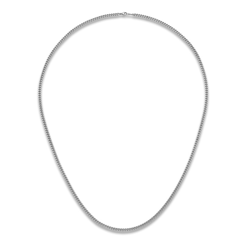 Main Image 3 of High-Polish Curb Chain Necklace Platinum 20" 3.5mm