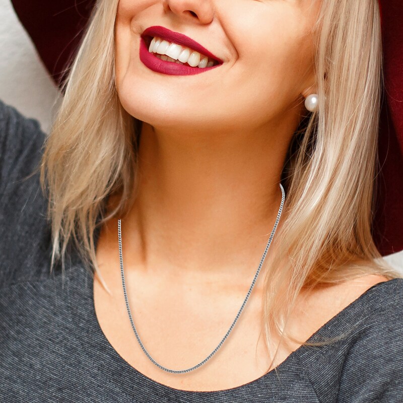 Main Image 5 of High-Polish Curb Chain Necklace Platinum 20" 3.5mm