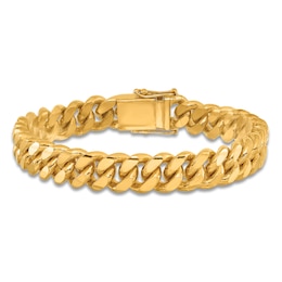 Men's High-Polish Curb Chain Bracelet 24K Yellow Gold 8.5" 12.0mm