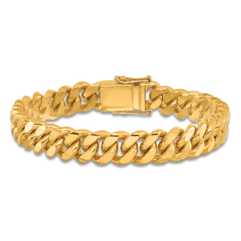 Main Image 1 of Men's High-Polish Curb Chain Bracelet 24K Yellow Gold 8.5" 12.0mm