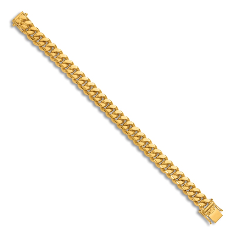 Main Image 2 of Men's High-Polish Curb Chain Bracelet 24K Yellow Gold 8.5" 12.0mm