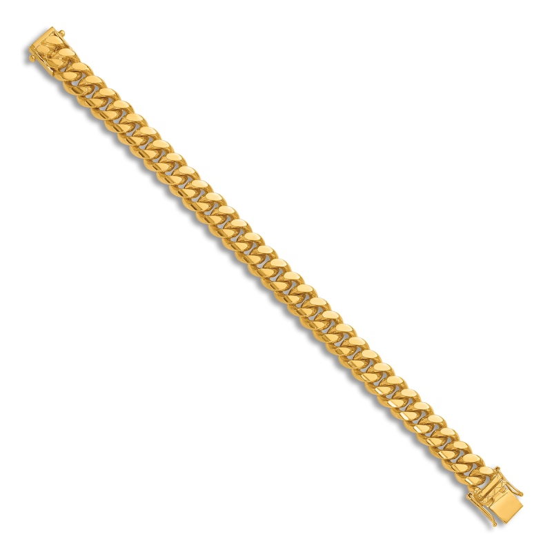 Men's High-Polish Curb Chain Bracelet 24K Yellow Gold 8.5 12.0mm