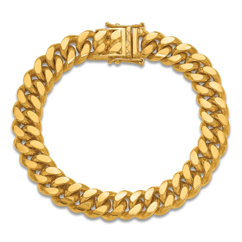 Main Image 4 of Men's High-Polish Curb Chain Bracelet 24K Yellow Gold 8.5" 12.0mm