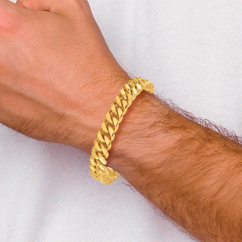 Main Image 5 of Men's High-Polish Curb Chain Bracelet 24K Yellow Gold 8.5" 12.0mm