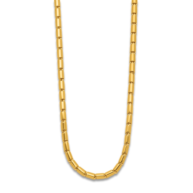 Main Image 2 of High-Polish Barrel Chain Necklace 24K Yellow Gold 20" 4.3mm