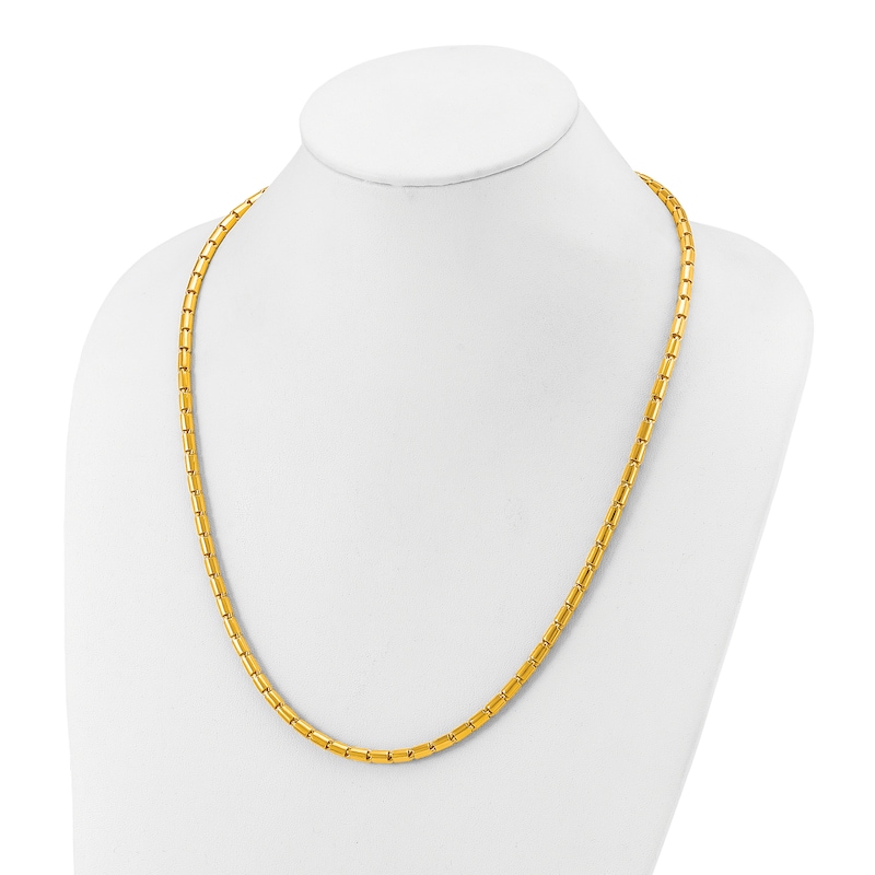 Main Image 3 of High-Polish Barrel Chain Necklace 24K Yellow Gold 20" 4.3mm