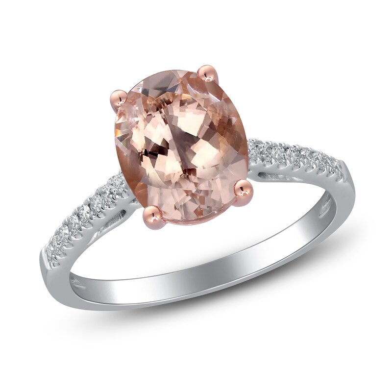 Main Image 2 of Oval-Cut Natural Morganite & Diamond Engagement Ring 1/5 ct tw 14K Two-Tone Gold