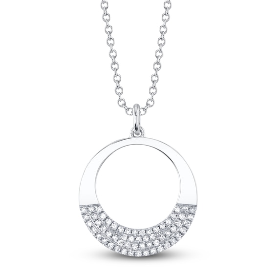 Shy Creation Diamond Circle Necklace 1/8 ct tw 14K White Gold ...