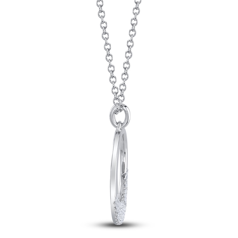 Shy Creation Diamond Circle Necklace 1/8 ct tw 14K White Gold SC55025543