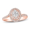 Thumbnail Image 1 of Oval & Round-Cut Diamond Double Halo Engagement Ring 7/8 ct tw 14K Rose Gold