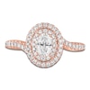 Thumbnail Image 3 of Oval & Round-Cut Diamond Double Halo Engagement Ring 7/8 ct tw 14K Rose Gold