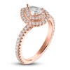 Thumbnail Image 2 of Pear & Round-Cut Diamond Double Halo Engagement Ring 7/8 ct tw 14K Rose Gold