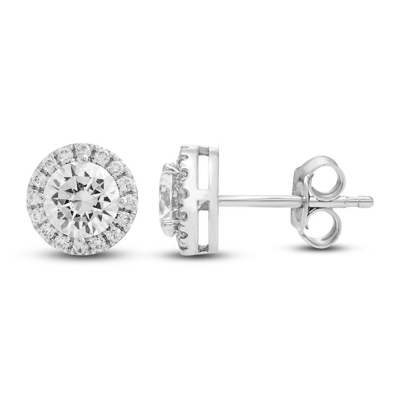 Diamond Halo Earrings 1-1/2 ct tw 14K White Gold | Jared