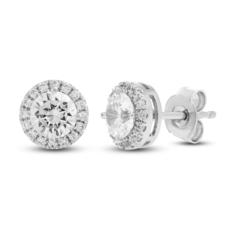 Main Image 2 of Diamond Halo Earrings 1-1/2 ct tw 14K White Gold