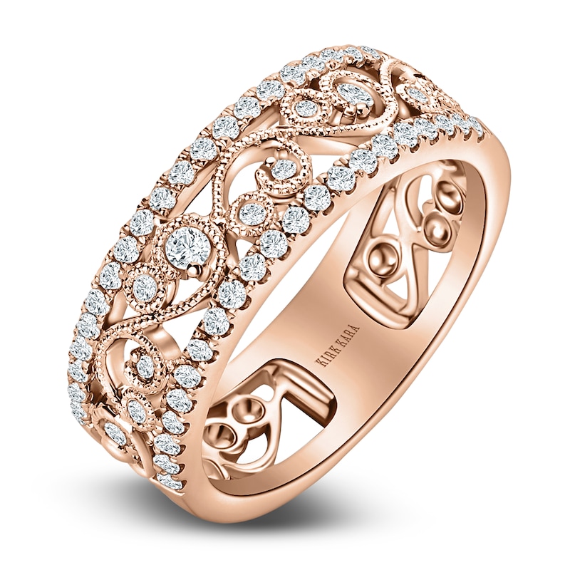 Main Image 2 of Kirk Kara Round Diamond 1/2 ct tw Wide Lace Wedding Band 18K Rose Gold