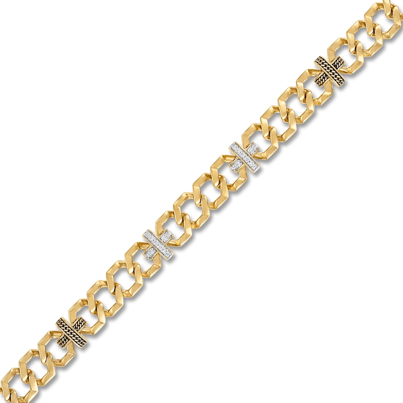 Main Image 3 of 1933 by Esquire Men's Diamond X-Link Bracelet 1/2 ct tw 14K Yellow Gold-Plated Sterling Silver 8.5"