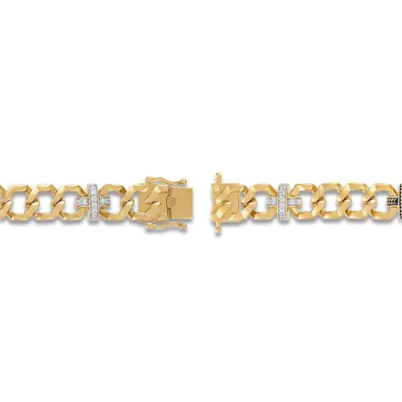 Main Image 4 of 1933 by Esquire Men's Diamond X-Link Bracelet 1/2 ct tw 14K Yellow Gold-Plated Sterling Silver 8.5"
