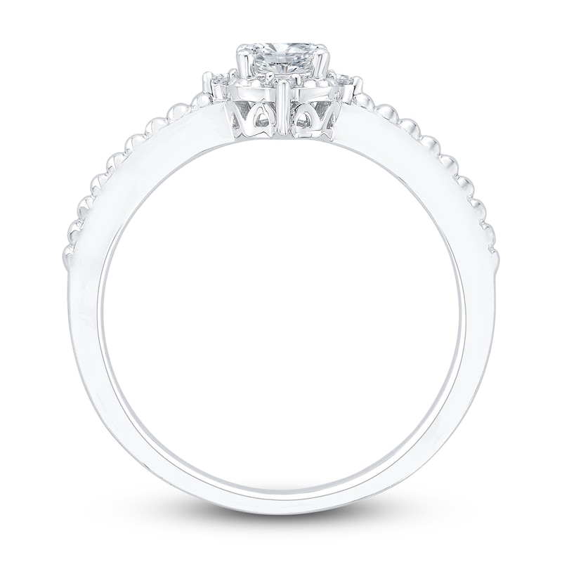 Main Image 3 of Diamond Engagement Ring 3/8 ct tw Cushion/Round 14K White Gold
