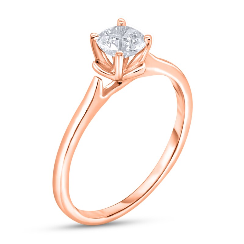 Main Image 2 of Diamond Solitaire Floral Engagement Ring 3/4 ct tw Round 14K Rose Gold (I2/I)