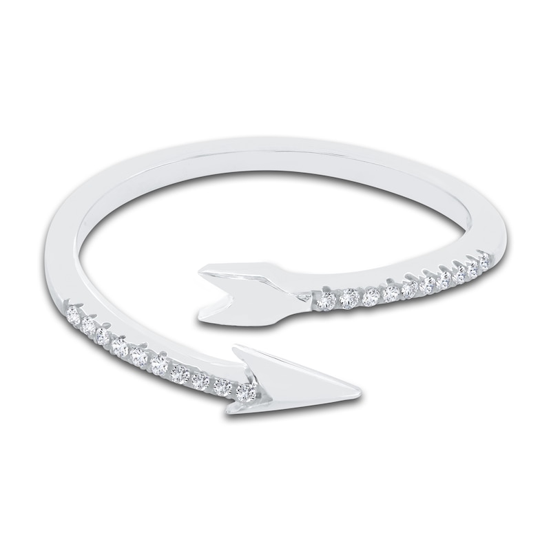 Main Image 1 of Diamond Arrow Ring 1/20 ct tw Round 10K White Gold