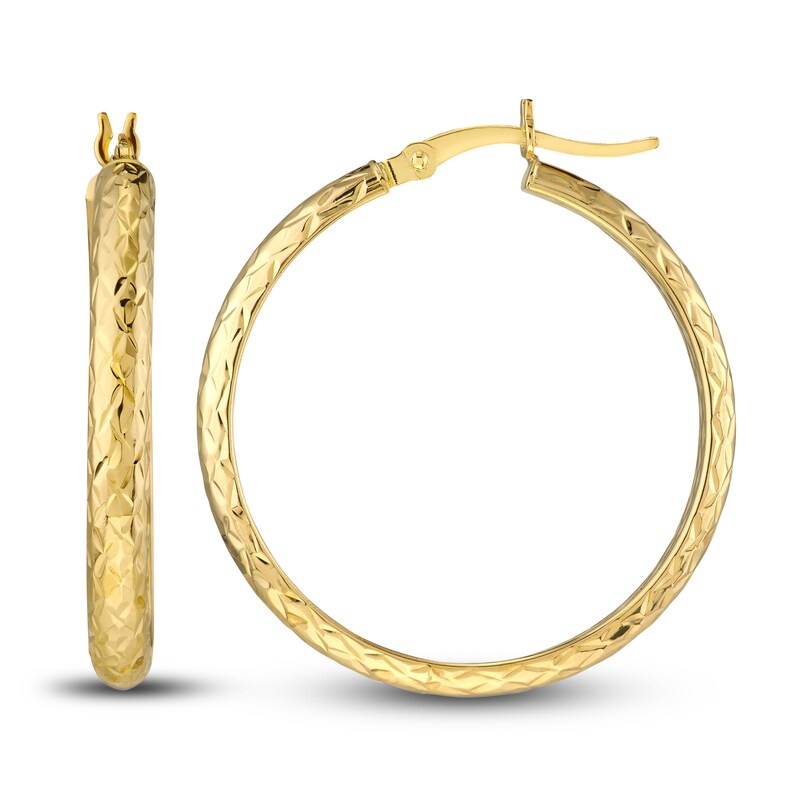 Main Image 2 of Diamond-Cut In/Out Hoop Earrings 14K Yellow Gold 30mm