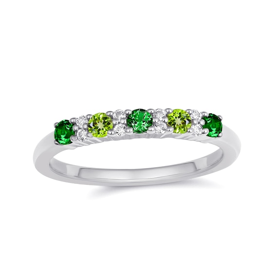Birthstone and Sparkling Accent Stones Ring (5 Stones)