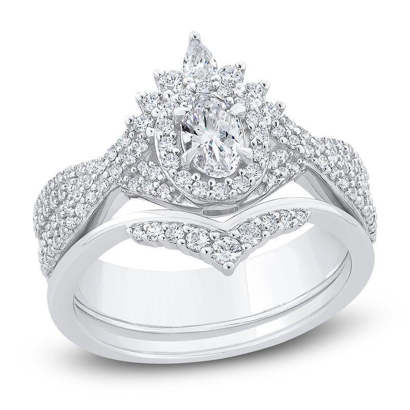 Main Image 1 of Diamond Bridal Set 1 ct tw Oval/Round 14K White Gold