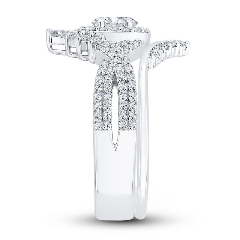 Main Image 2 of Diamond Bridal Set 1 ct tw Oval/Round 14K White Gold