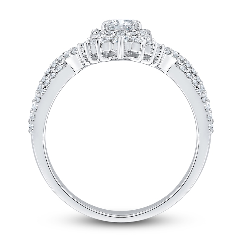 Main Image 3 of Diamond Bridal Set 1 ct tw Oval/Round 14K White Gold