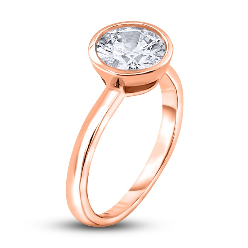 Main Image 2 of Diamond Solitaire Engagement Ring 2 ct tw Bezel-Set Round 14K Rose Gold (I2/I)