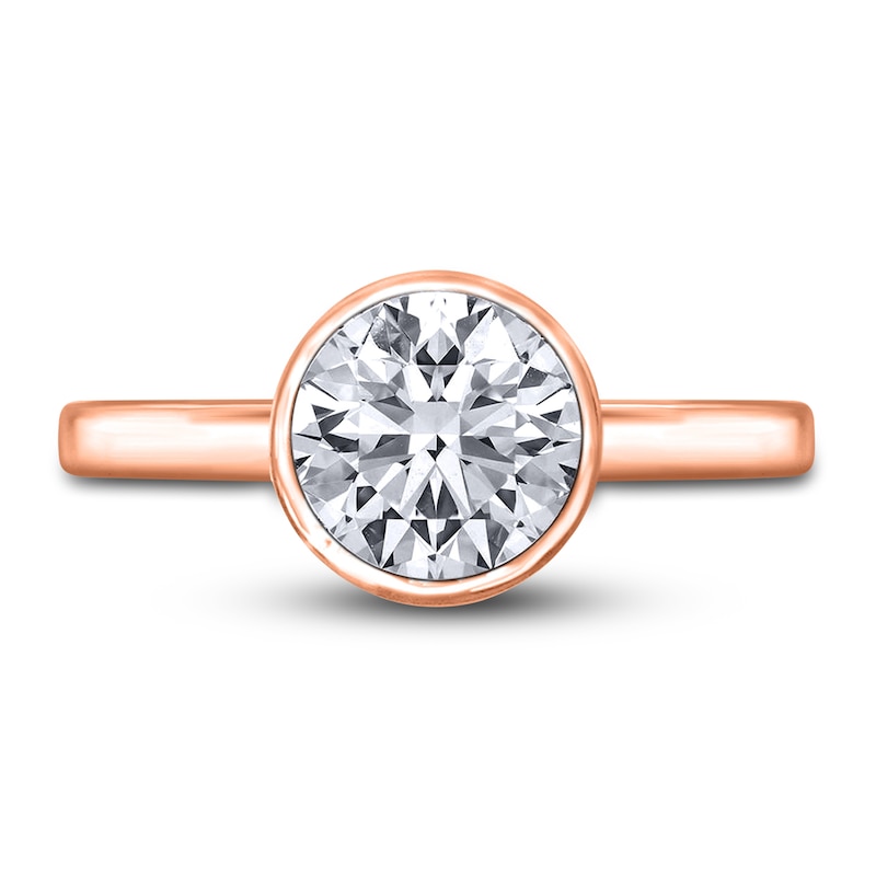 Main Image 3 of Diamond Solitaire Engagement Ring 2 ct tw Bezel-Set Round 14K Rose Gold (I2/I)