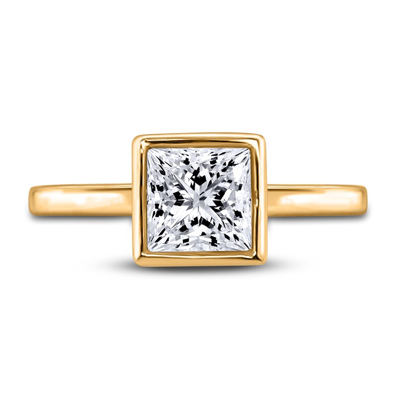 Main Image 3 of Diamond Solitaire Engagement Ring 1-1/2 ct tw Bezel-Set Princess 14K Yellow Gold (I2/I)
