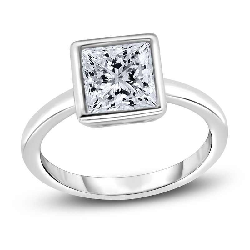 Main Image 1 of Diamond Solitaire Engagement Ring 2 ct tw Bezel-Set Princess 14K White Gold (I2/I)