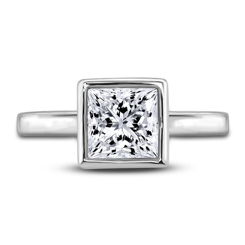 Main Image 3 of Diamond Solitaire Engagement Ring 2 ct tw Bezel-Set Princess 14K White Gold (I2/I)