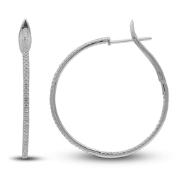 Diamond Hoop Earrings 1/2 ct tw Round 14K White Gold