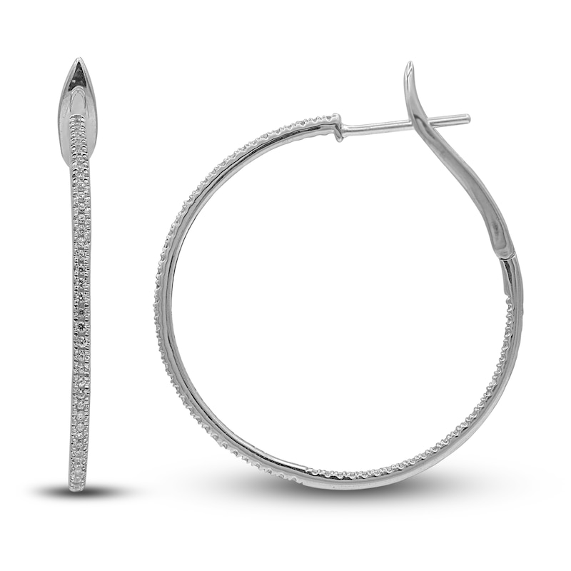 Main Image 1 of Diamond Hoop Earrings 1/2 ct tw Round 14K White Gold