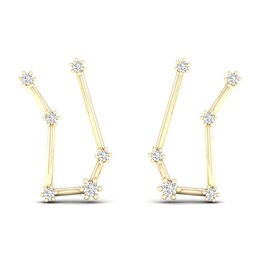 Diamond Gemini Constellation Earrings 1/8 ct tw Round 14K Yellow Gold