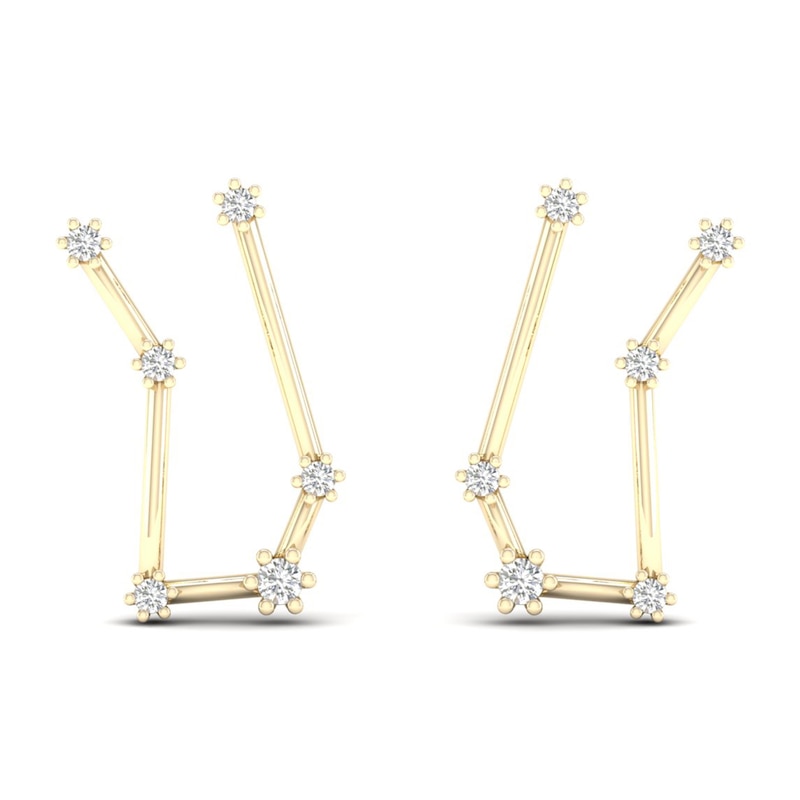 Main Image 1 of Diamond Gemini Constellation Earrings 1/8 ct tw Round 14K Yellow Gold