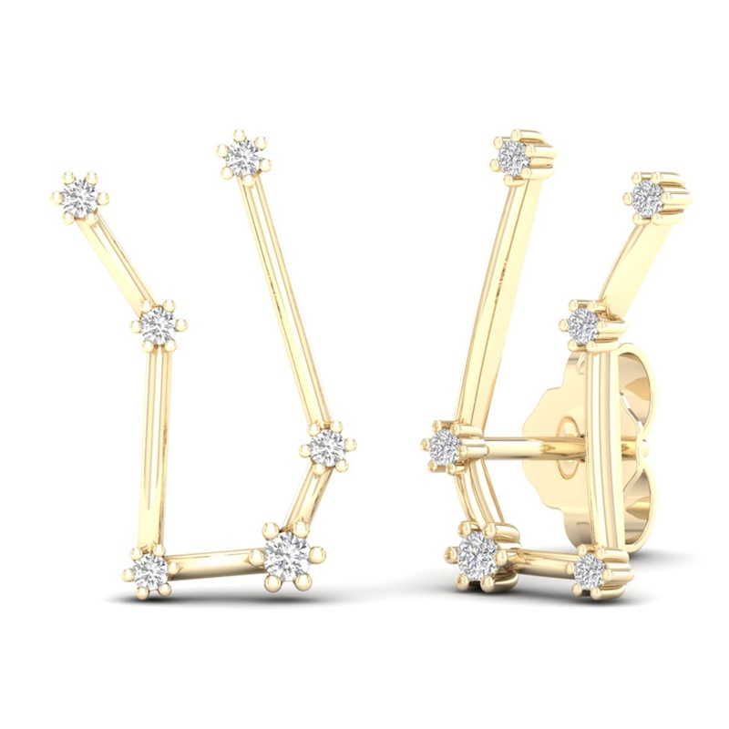 Main Image 4 of Diamond Gemini Constellation Earrings 1/8 ct tw Round 14K Yellow Gold