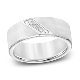 Diamond Wedding Band 1/10 ct tw Round White Tungsten