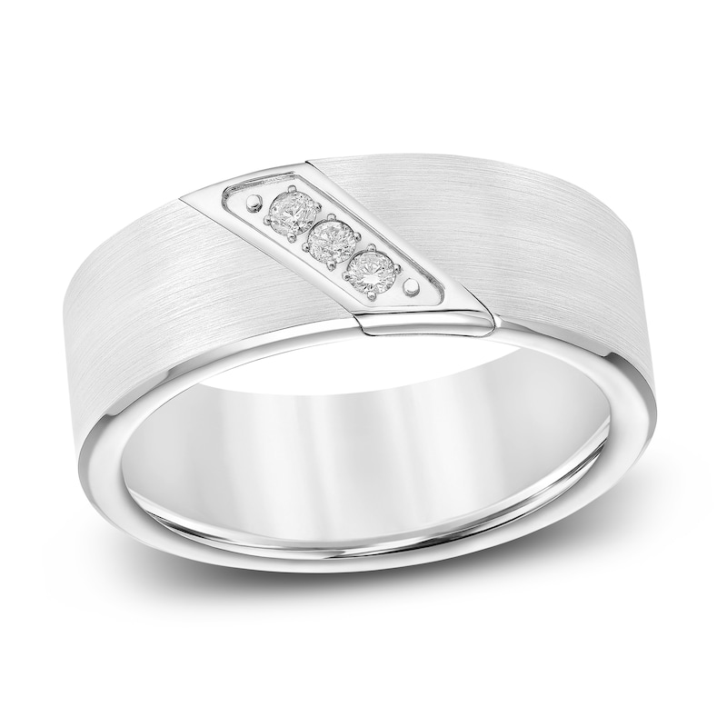 Diamond Wedding Band 1/10 ct tw Round White Tungsten