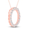 Thumbnail Image 2 of Diamond Circle Pendant Necklace 2 ct tw Round 14K Rose Gold 18"