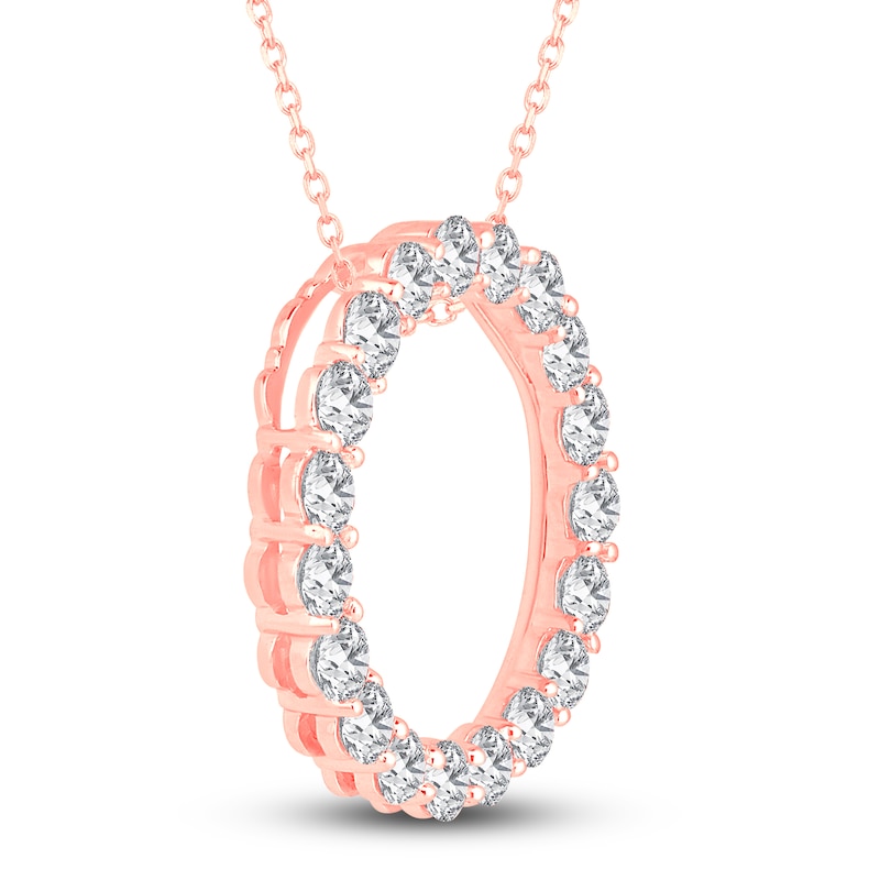 Main Image 2 of Diamond Circle Pendant Necklace 2 ct tw Round 14K Rose Gold 18"
