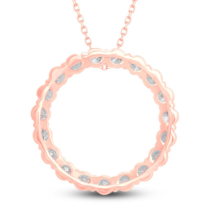 Main Image 3 of Diamond Circle Pendant Necklace 2 ct tw Round 14K Rose Gold 18"