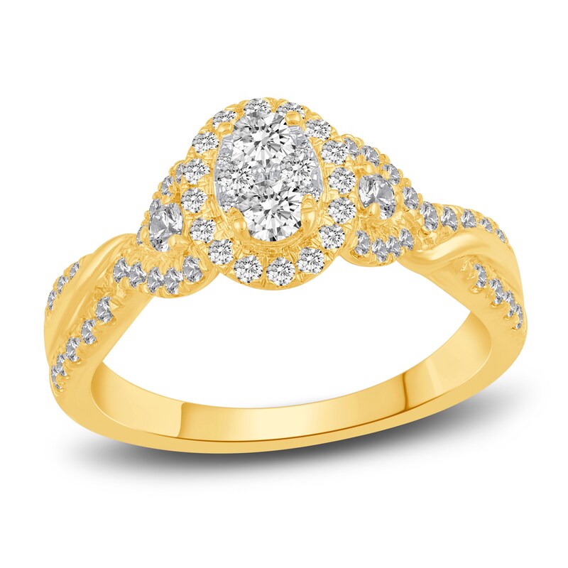 Diamond Engagement Ring 3/4 ct tw Round 14K Yellow Gold