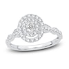 Thumbnail Image 1 of Diamond Double Halo Engagement Ring 1/2 ct tw Oval/Round 14K White Gold