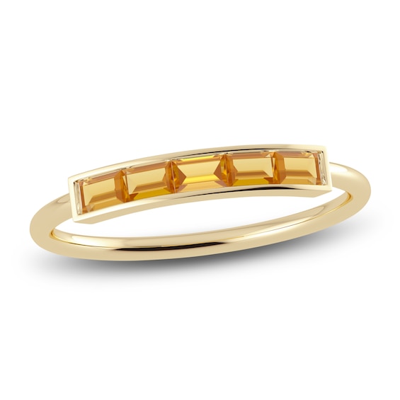 Juliette Maison Natural Citrine Baguette Bar Ring 10K Yellow Gold